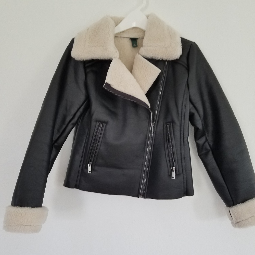 NWOT Wild Fable Black Faux Leather Coat Jacket